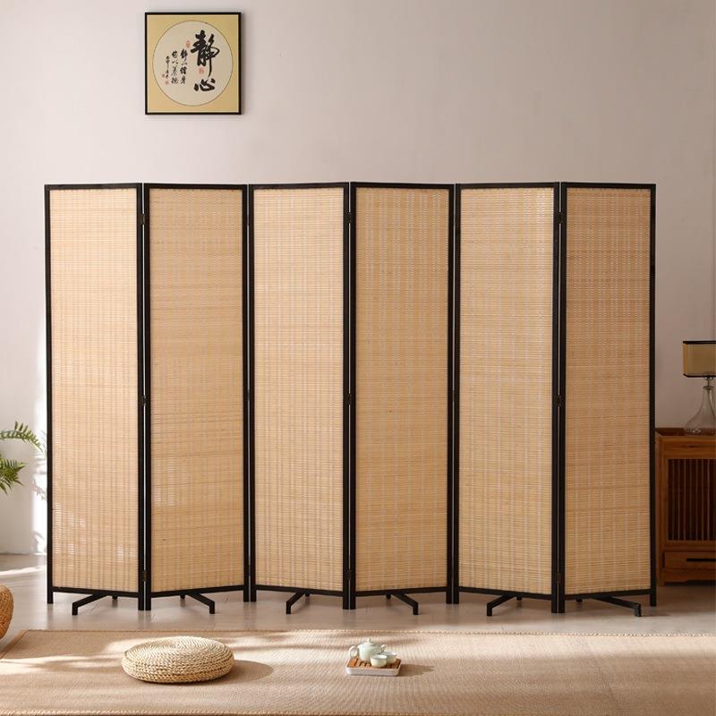 屏风隔断折叠中式家用简易现代实木竹编屏风办公室餐厅卧室隔断