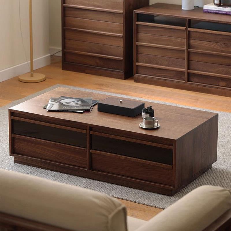 北美黑胡桃木茶几纯实木樱桃木茶台小户型客厅家用简约现代茶桌