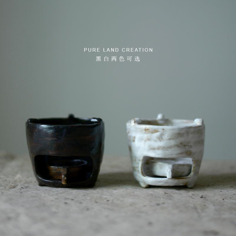 手艺粗陶温茶炉底座蜡烛加热迷你日式温茶器陶瓷煮茶保温器暖杯