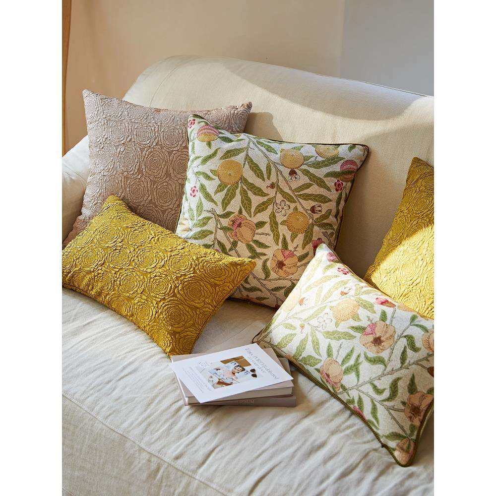 法式复古轻奢客厅沙发抱枕靠垫含芯混纺植物花卉腰枕套
