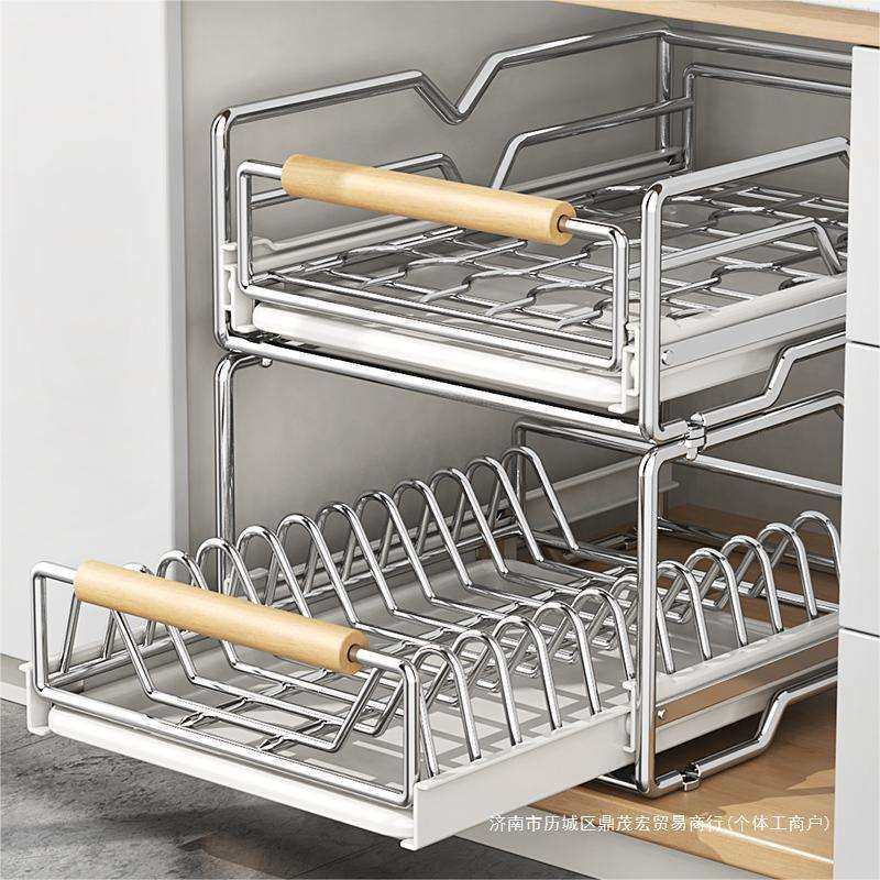 不锈钢碗碟收纳架厨房柜内抽屉内置沥水碗架分隔放盘子拉篮置物架,电子元器件市场,其它元器件,淘宝优惠券,粉丝福利购,淘宝优惠卷