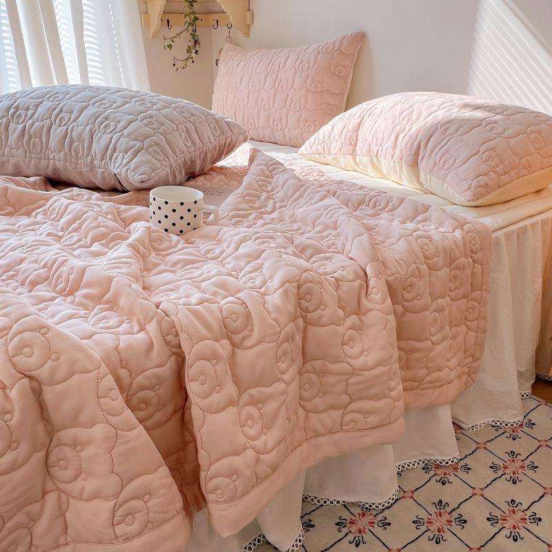 夏季莫代尔天丝夏被床盖三件套夹棉榻榻米大床单绗缝炕盖夏被薄被