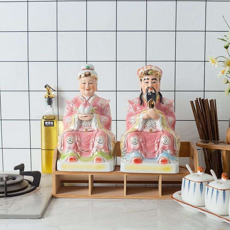 灶王爷陶瓷新面灶神爷奶像家用厨房供奉司命帝君祝融城隍公婆摆件