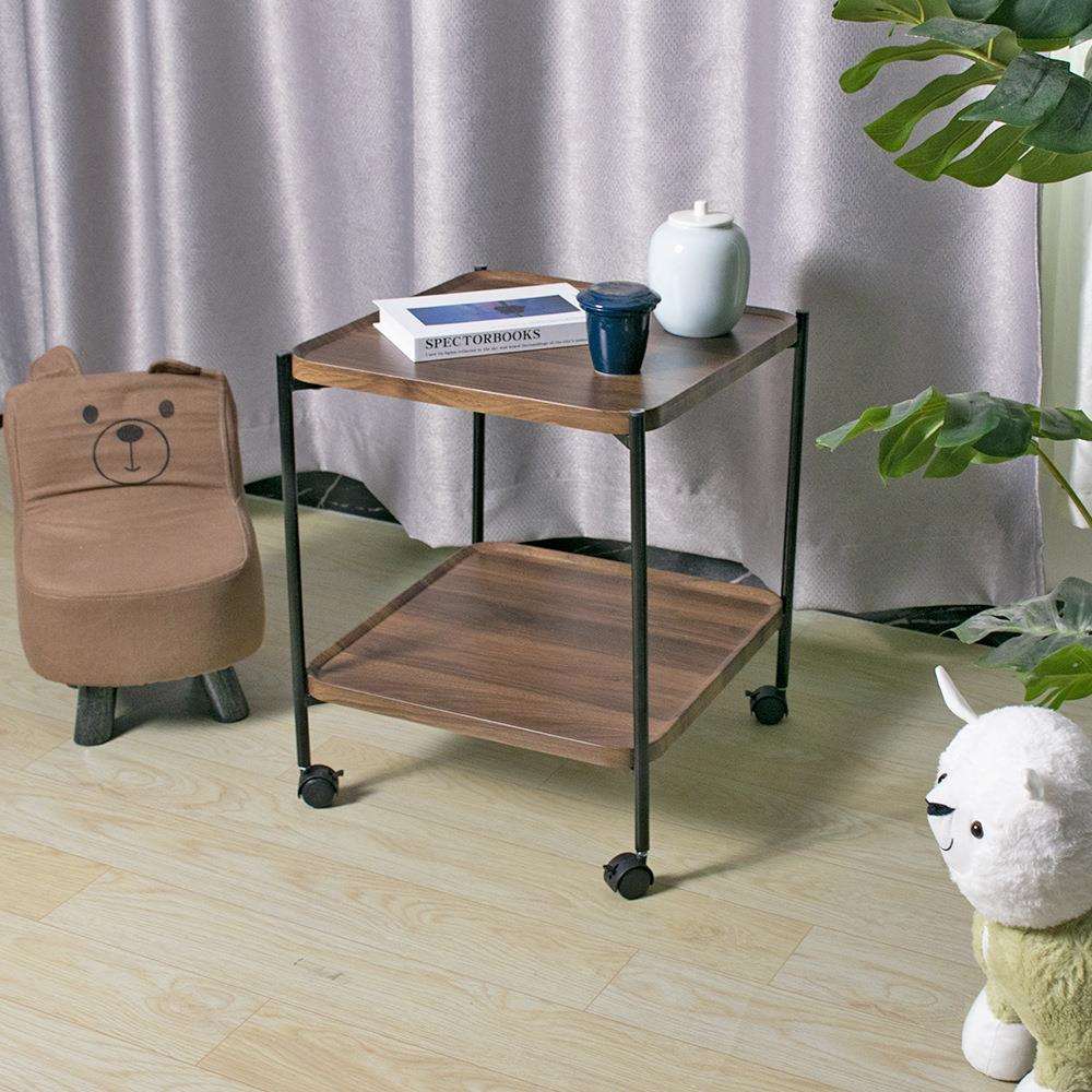 现货中古沙发边几黑色床头柜轻奢现代简约客厅小茶几移动小推车