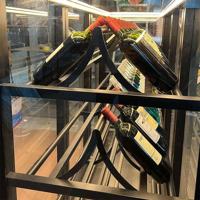 不锈钢酒柜带灯别墅家用落地红酒收纳柜酒店餐厅恒温酒架展示柜