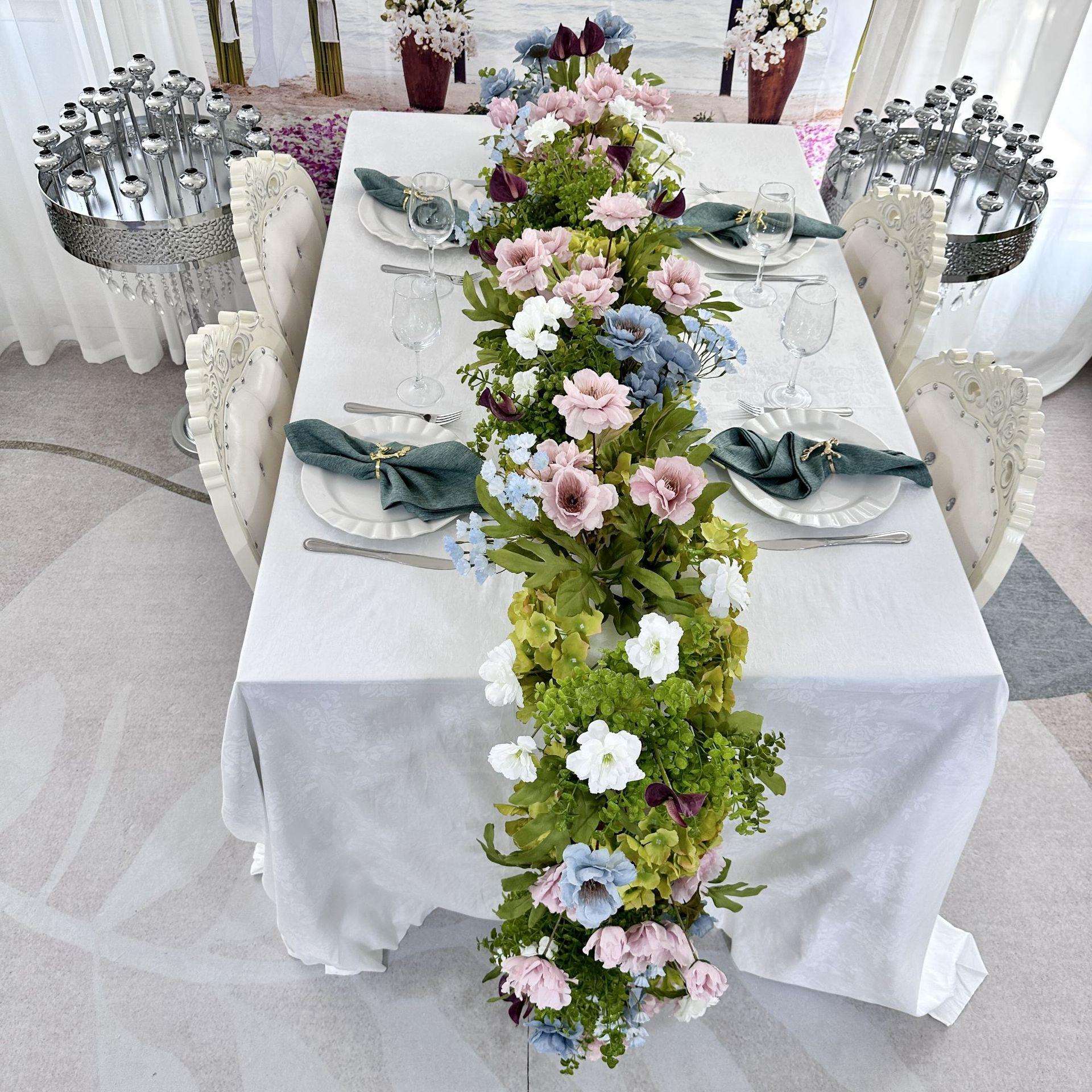 厂家直销仿真藤条酒店餐桌长条桌花装饰婚庆拱门假花手工绢花