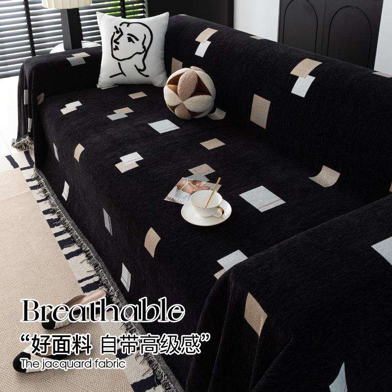 沙发盖布雪尼尔防猫抓防滑耐脏沙发套罩简约现代风一片式沙发盖巾