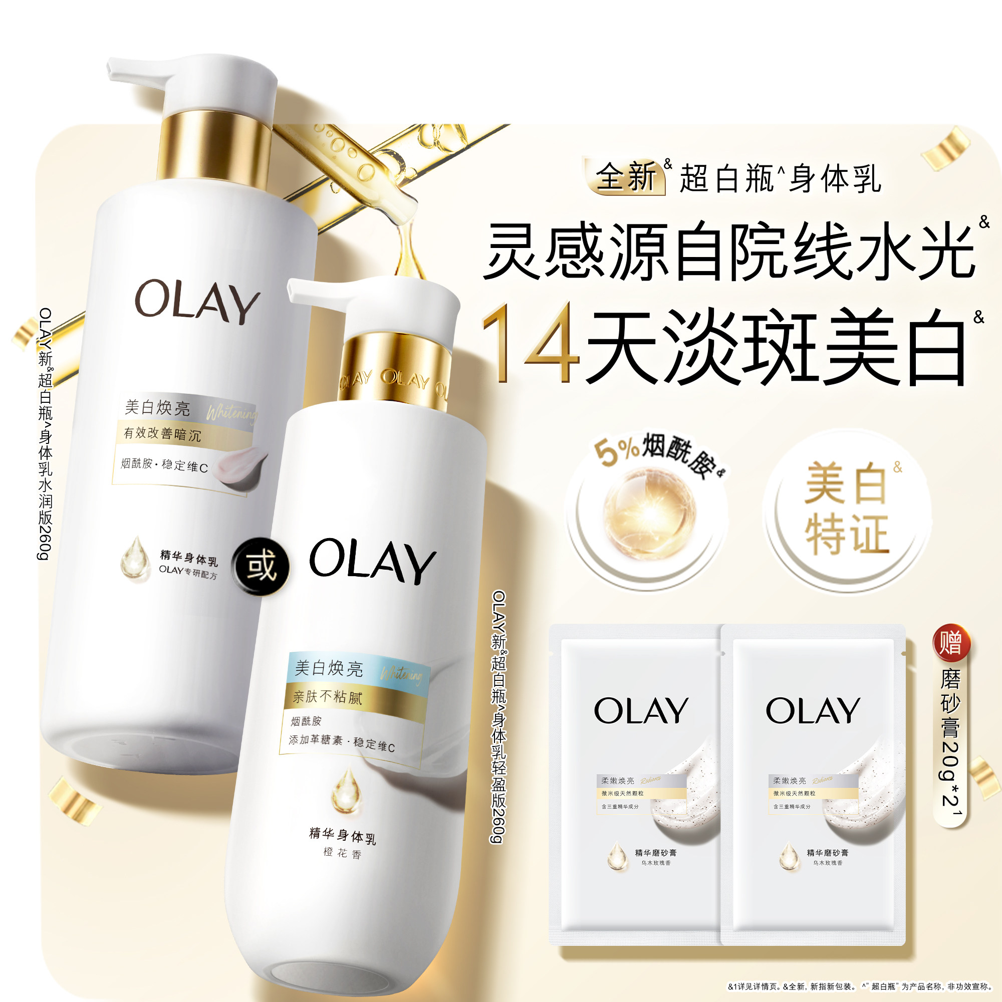 OLAY超白瓶美白身体乳皮肤干燥添加烟酰胺保湿补水滋润持久留香 - 实物图