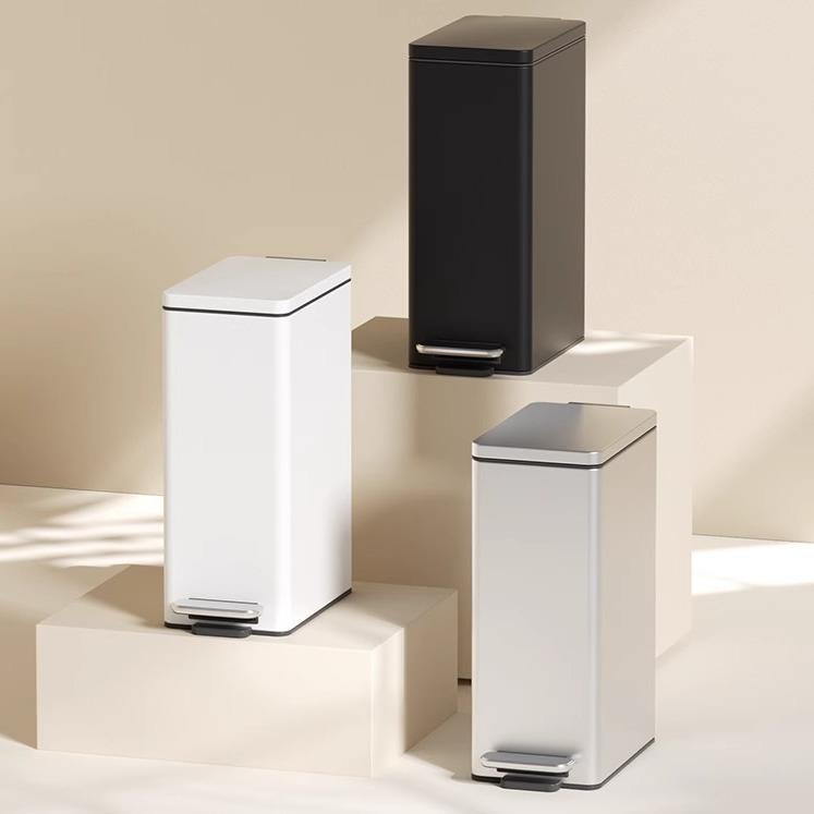 7L/10L卫生间垃圾桶高颜值厕所夹缝带盖脚踩家用窄缝桶卧室客厅
