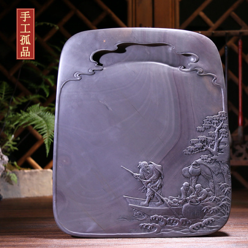 文博端砚厂家直销满载而归摆件广东肇庆天然原石宋坑文房四宝砚台
