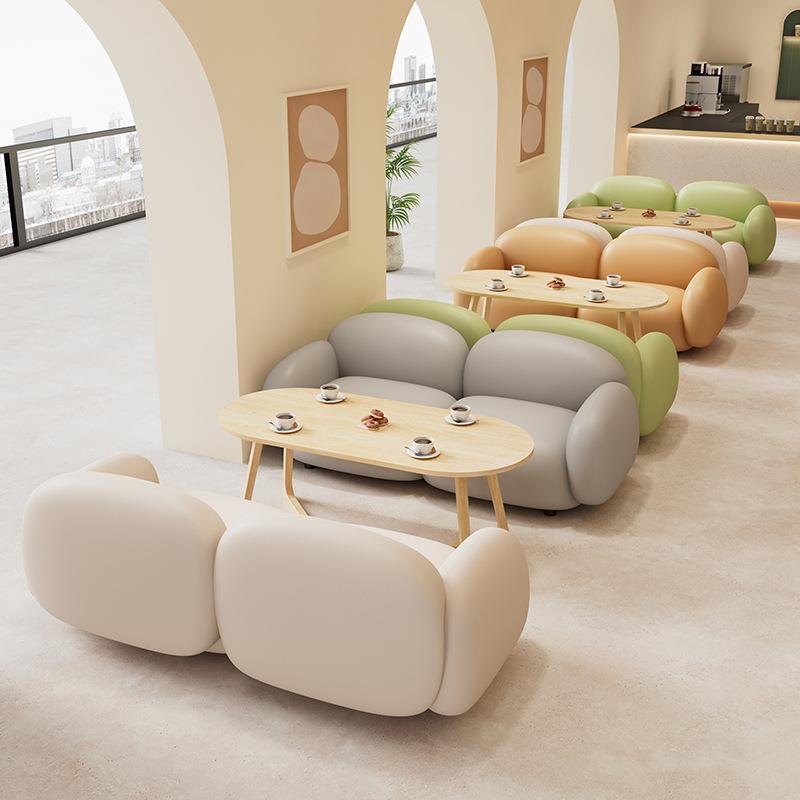 2024新款网红奶茶店烘焙甜品店洽谈休闲卡座沙发咖啡厅桌椅组合