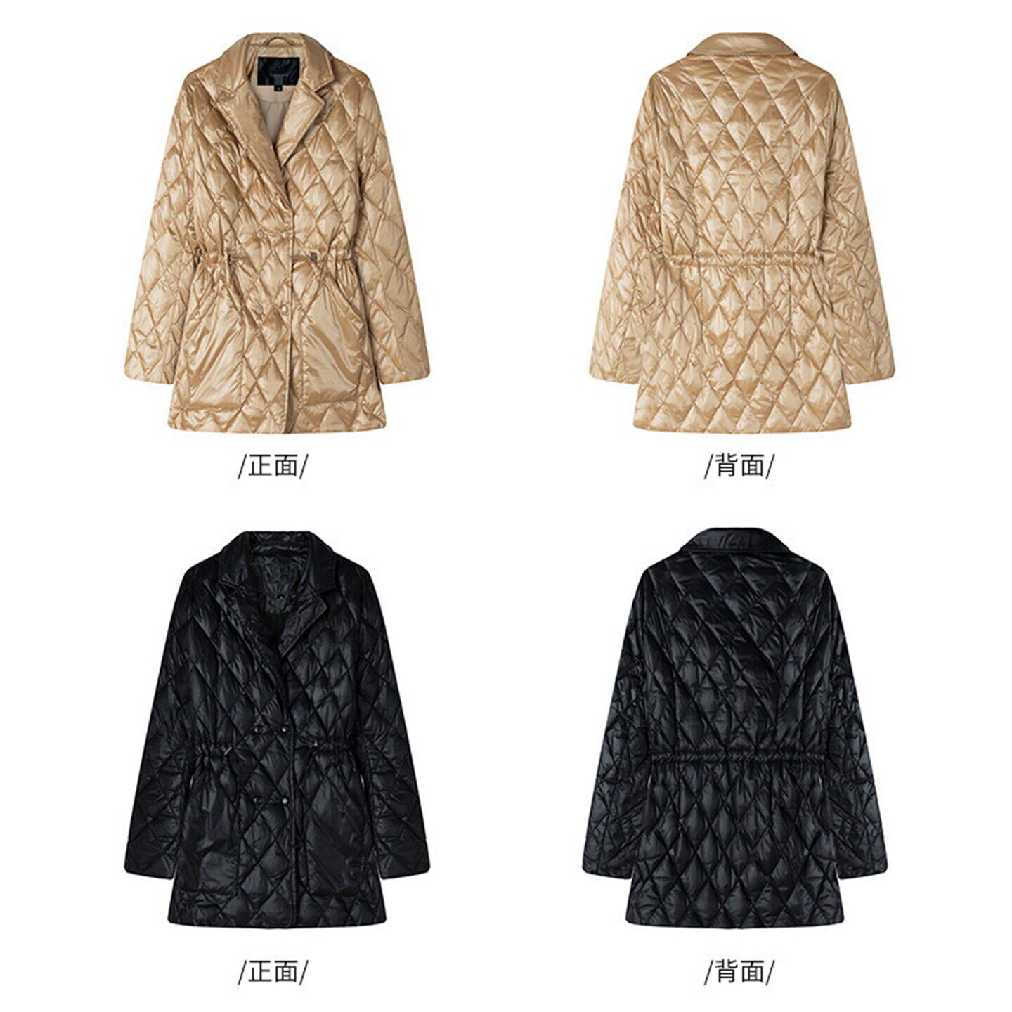 专柜价1679【语】剪标优雅平驳领收腰菱格羽绒服21173/文-125