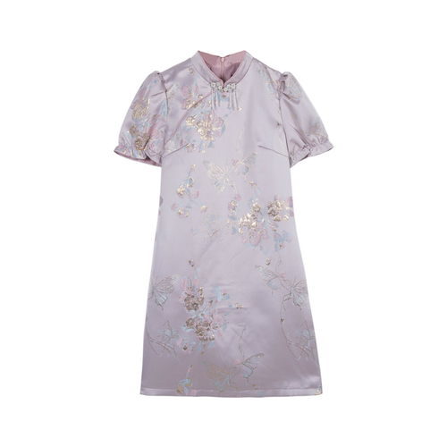 专柜价1199【语】剪标女装新中式串珠流苏扣提花旗袍11068/丙-369