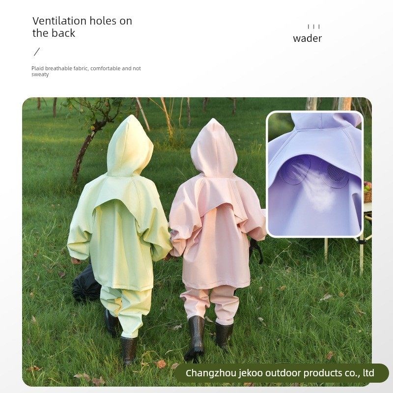 儿童下水裤雨衣连体套装全身雨裤女童幼儿园分体男赶海防水探险服