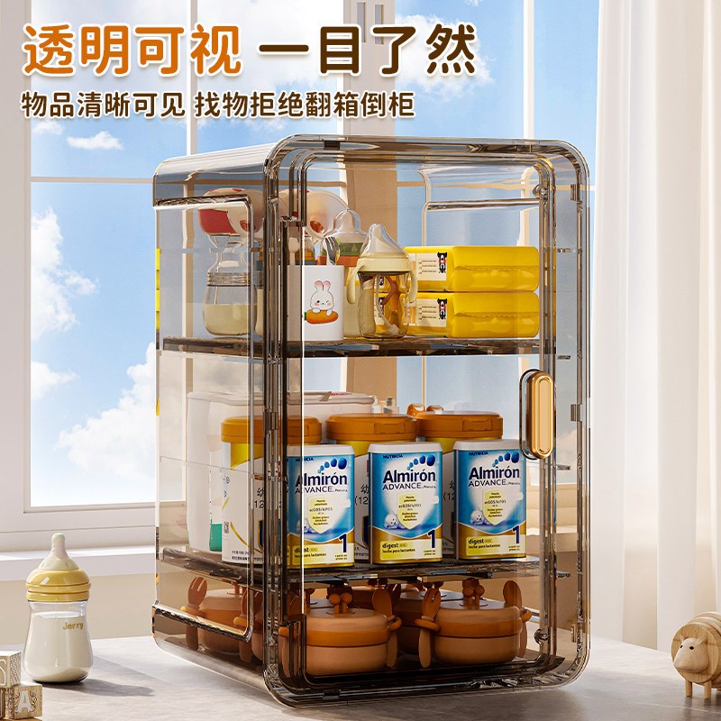 奶瓶收纳盒置物架婴儿宝宝辅食工具收纳箱清洗餐具沥水柜专用防尘