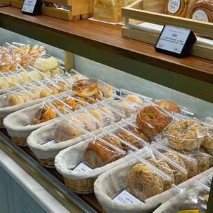 烘焙面包展示篮柳编收纳筐椭圆形陈列篮水果篮零食馍筐竹编蓝 日式