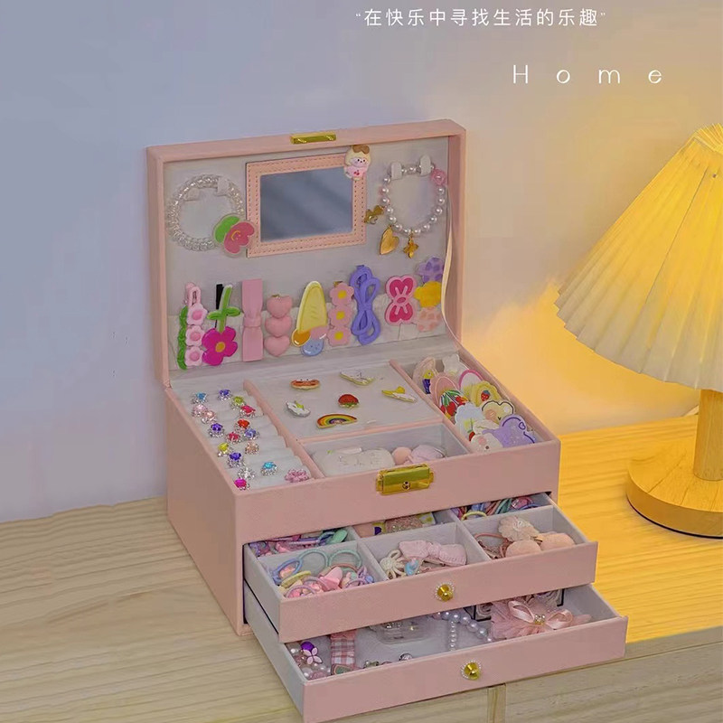 儿童发饰收纳盒女孩宝宝女童发夹饰品皮筋头饰女生首饰盒六一礼物