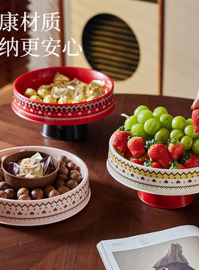 多功能创意复古红色磁吸果盘家用塑料沥水篮磁吸底座水果盘收纳篮