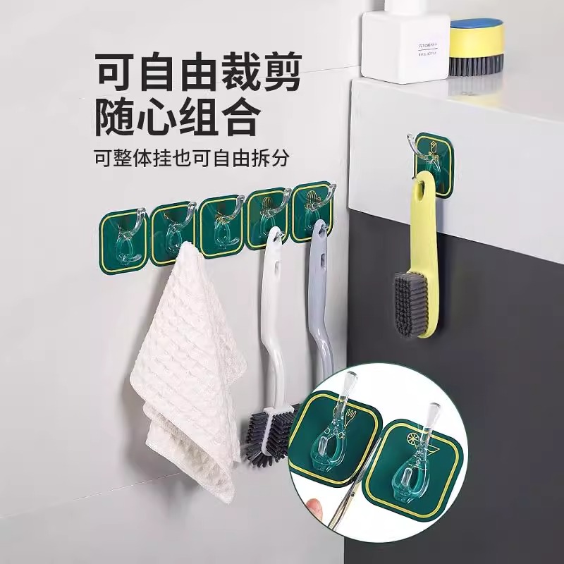 六连排挂钩免打孔无痕粘钩厨房浴室挂钩架衣帽钩门后强力粘钩宿舍