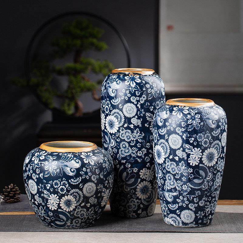 景德镇陶瓷花瓶青花系列中式插花水培干 干燥花花瓶摆件,家居饰品,花瓶,淘宝优惠券,粉丝福利购,淘宝优惠卷