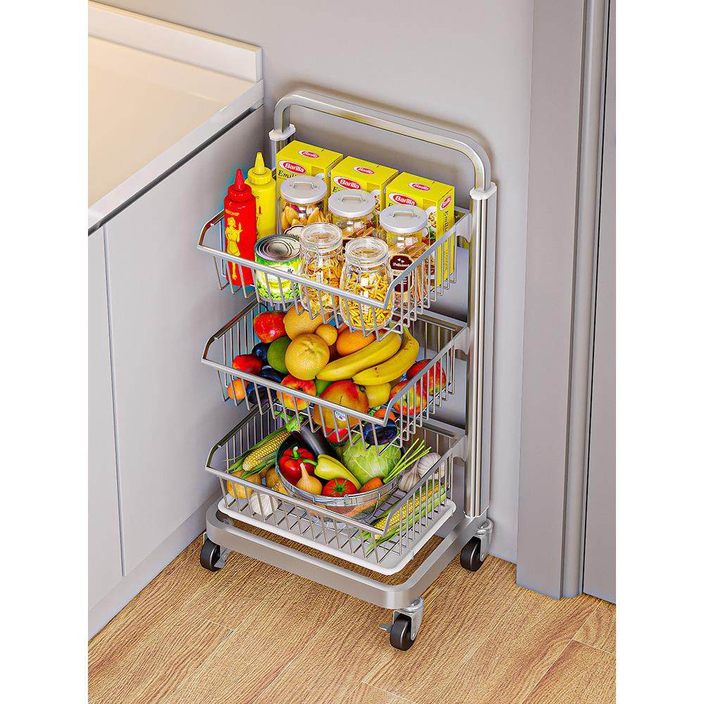 三层厨房蔬菜储存架304不锈钢蔬菜篮，落地式多层手推车水果储存,厨房/烹饪用具,厨房置物架/置物柜/角架,淘宝优惠券,粉丝福利购,淘宝优惠卷