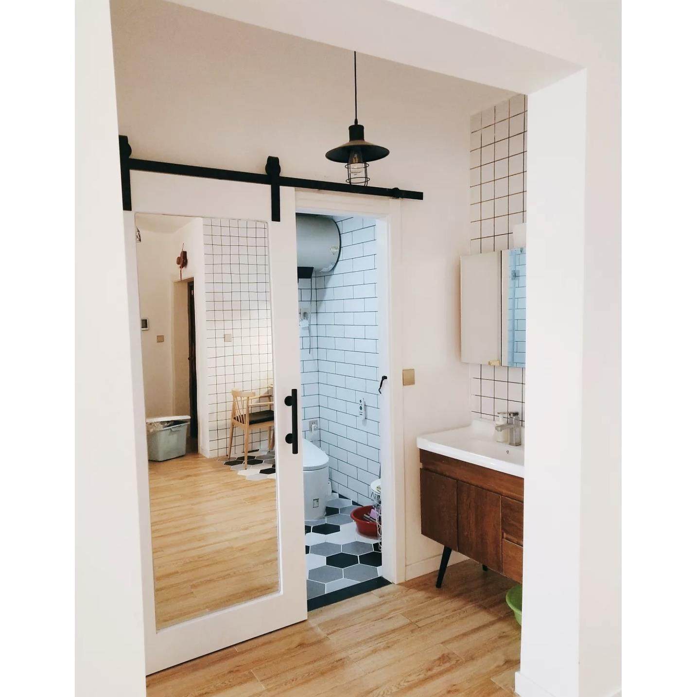 谷仓门镜子门北欧玻璃门卫生间推拉门移门厨房门吊轨门定制门滑门