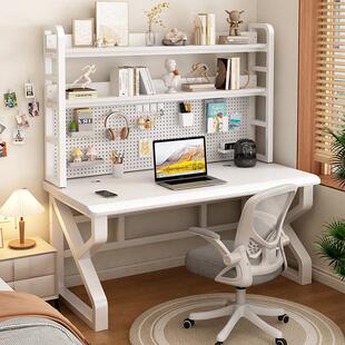 实木书桌书架一体儿童学习桌收纳置物写字台办公家用简易电脑桌子