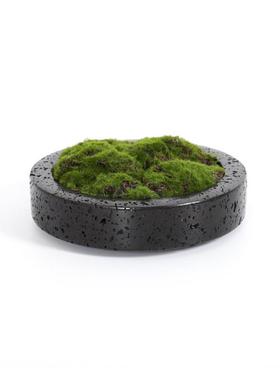 新中式现代仿洞石黑色树脂花盆仿真绿植装饰客厅桌面艺术装饰摆件