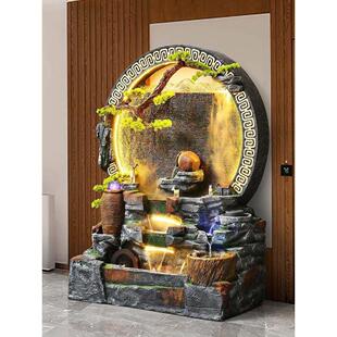 水幕墙流水屏风隔断公司前台装饰品玄关风水鱼缸大号招财落地摆件