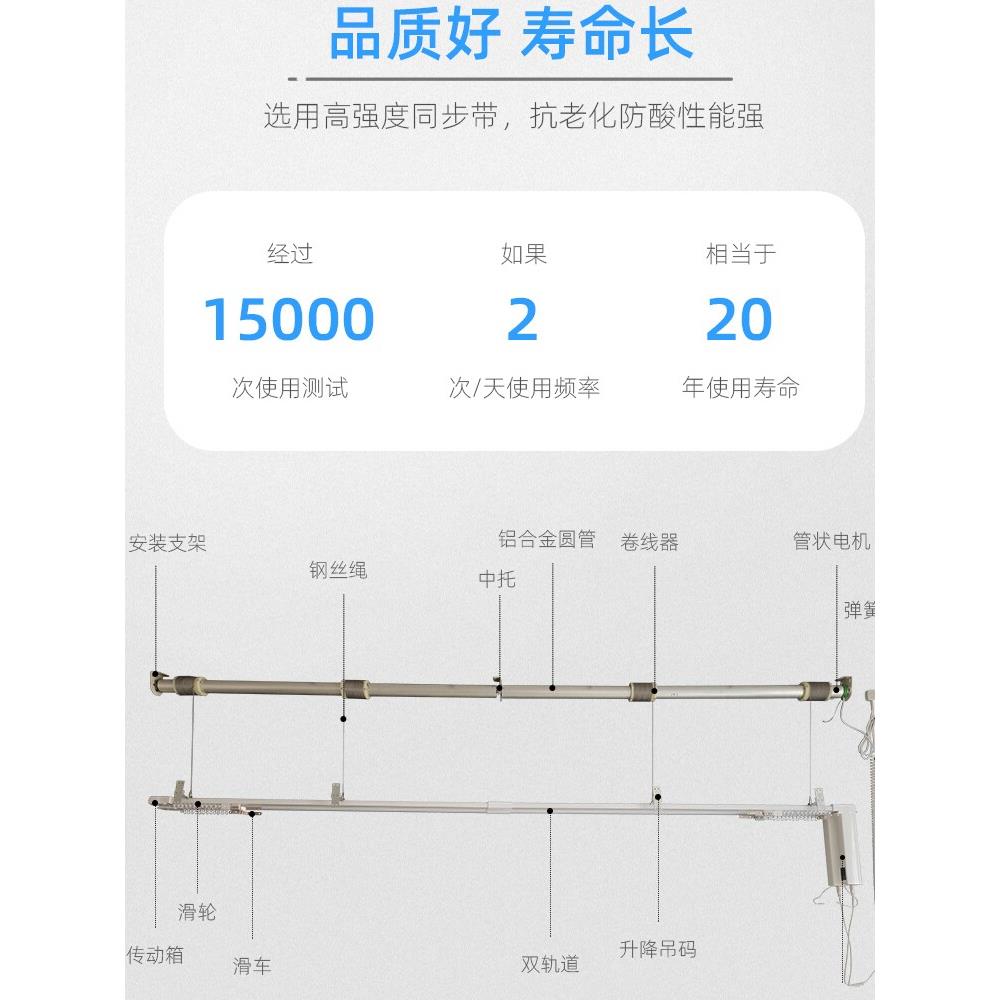 别墅覆式楼杜亚电动窗帘升降开合轨道智能全自动语音上下升降电机