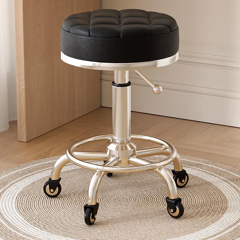 升降转椅圆凳美发美甲椅子美容凳子滑轮理发店椅美容院专用圆凳子