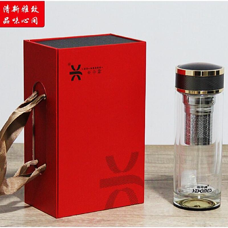 水中神9508-6一帆风顺加厚双层高硼硅耐热玻璃杯车载便携喝水杯