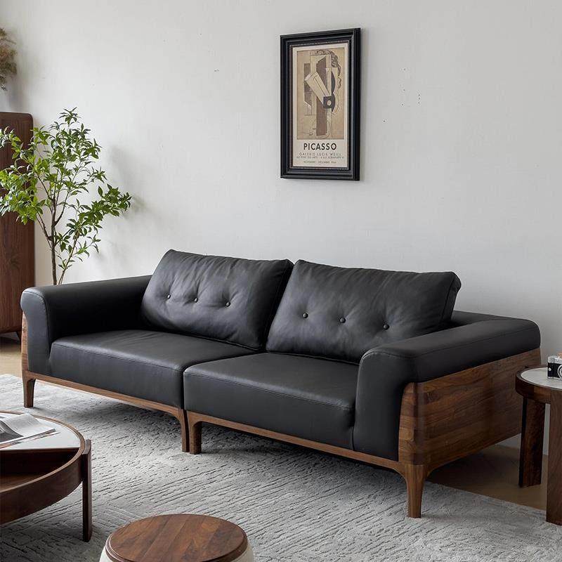 新中式北美黑胡桃木实木沙发2025新款高端真皮沙发组合客厅会客厅