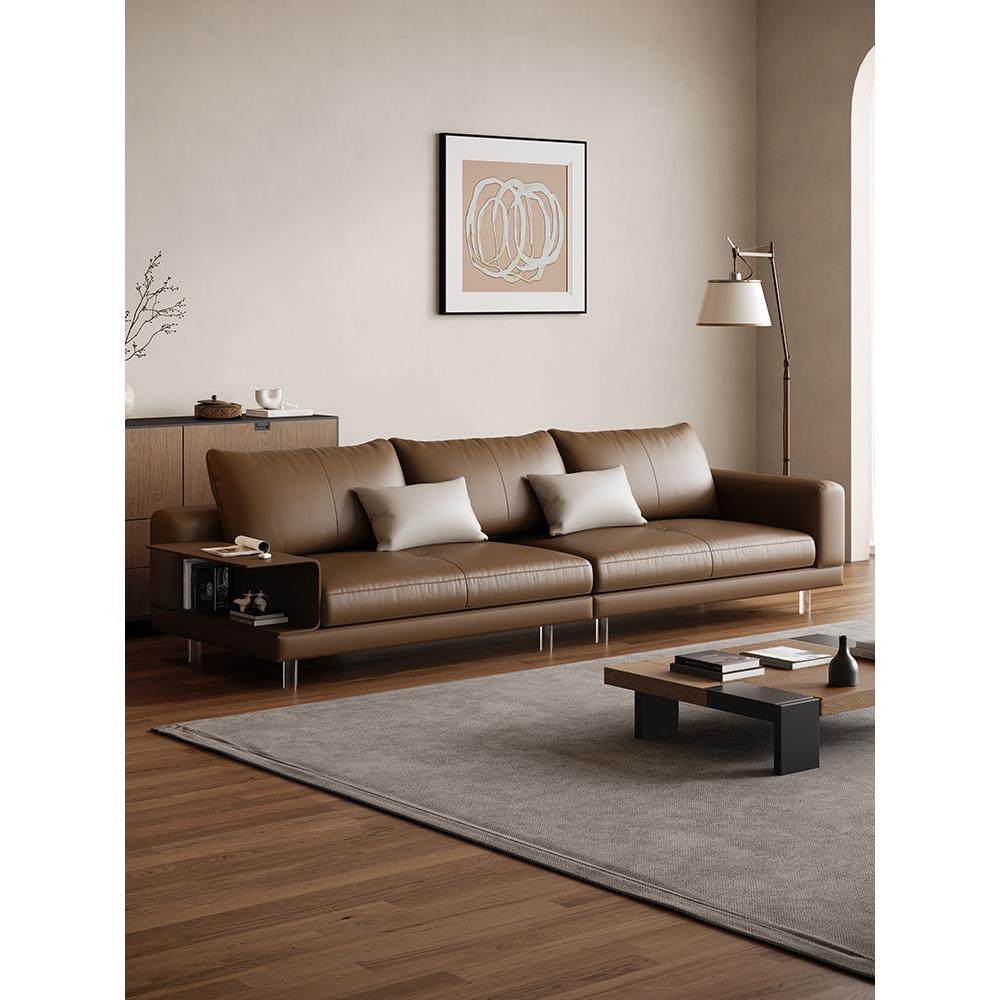 意式极简约焦糖色真皮沙发客厅小户型直排头层牛皮艺沙发2025新款,住宅家具,皮艺沙发,淘宝优惠券,粉丝福利购,淘宝优惠卷