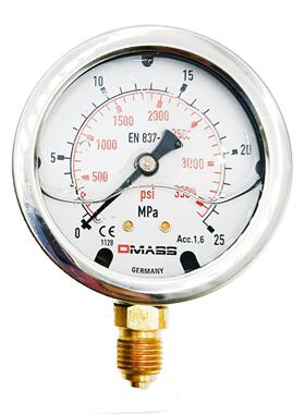 压力表Dmass En837-1德国Mbb06B-250-1 63表面25Mpa Yn60