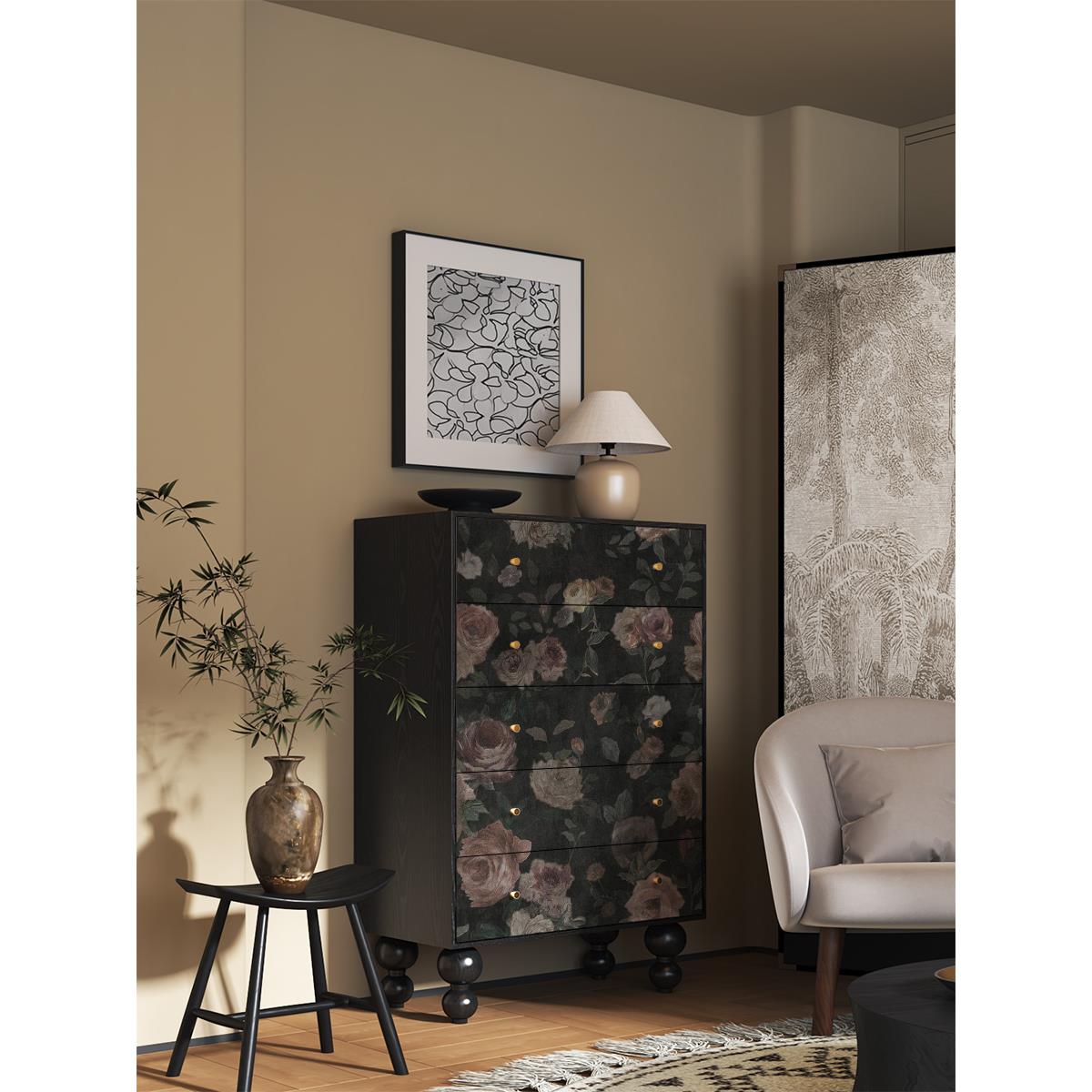 实木五斗柜法式覆古家用储物柜客厅卧室靠墙一体收纳柜置物柜