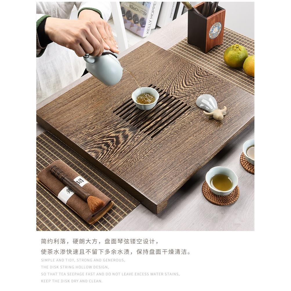 整块鸡翅木茶盘家用小型茶台储水式花梨实木茶海简约中式托盘抽屉