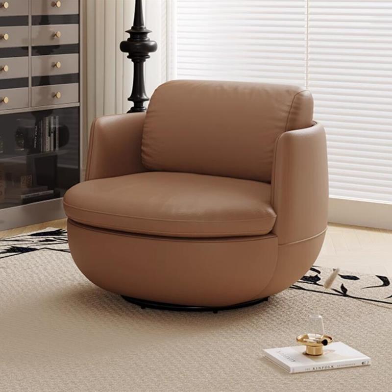 意式轻奢小型可旋转单人沙发客厅阳台中古风休闲圆弧形蛋壳懒人椅