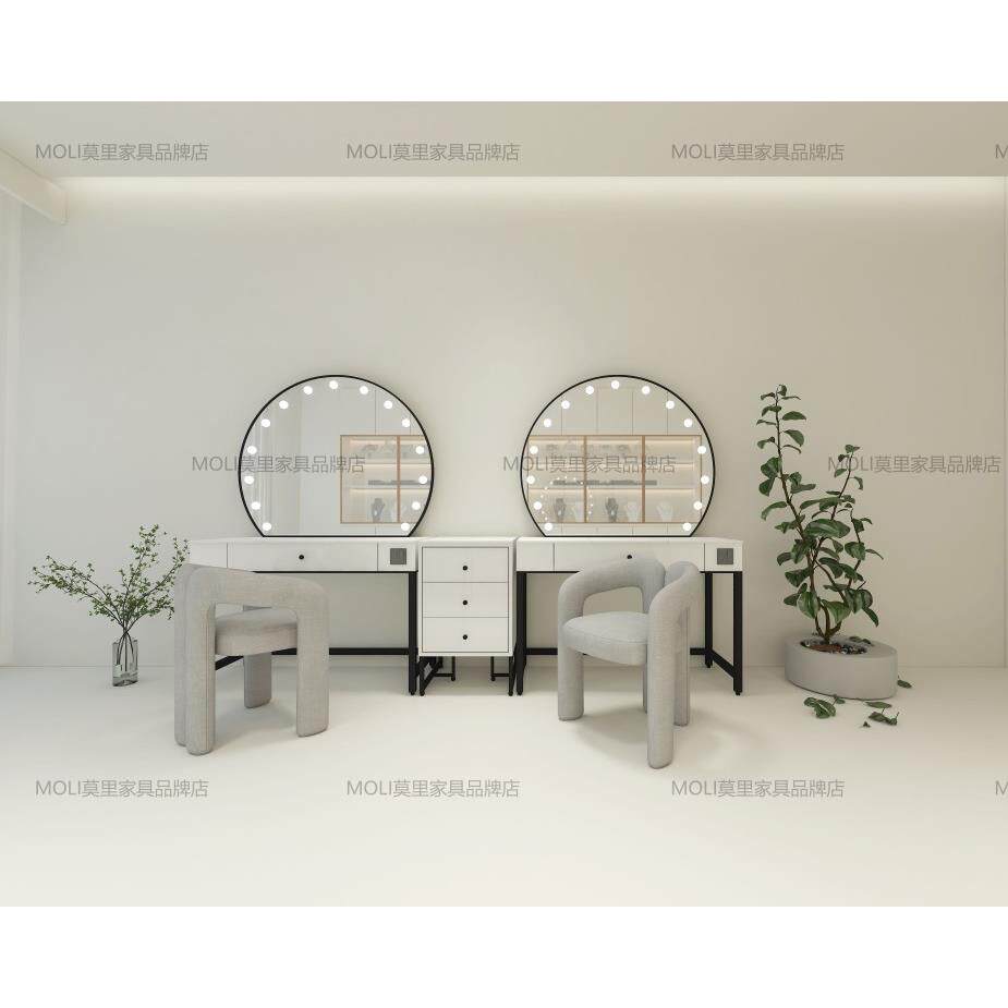 照相馆带灯化妆台专业店用网红婚纱大理石化妆台桌美容院化妆师专