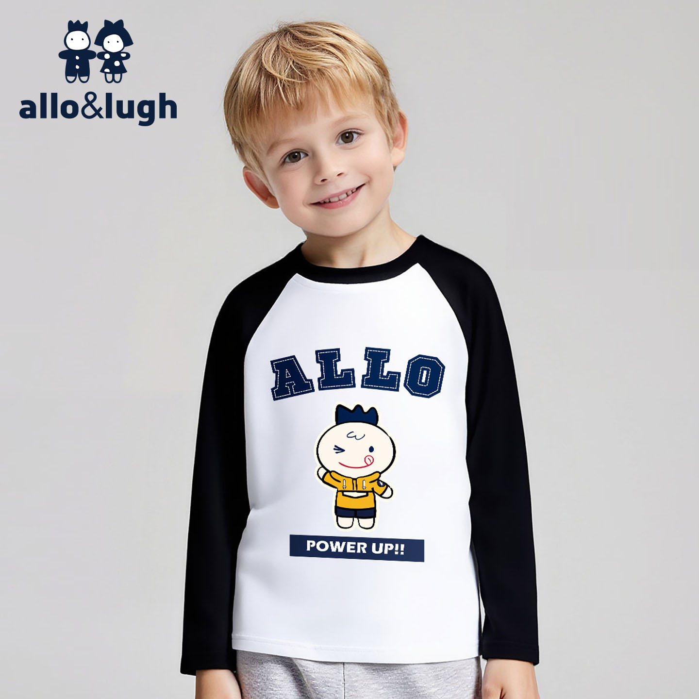 阿路和如男童纯棉长袖t恤春秋季插肩袖上衣2025年新款儿童打底衫