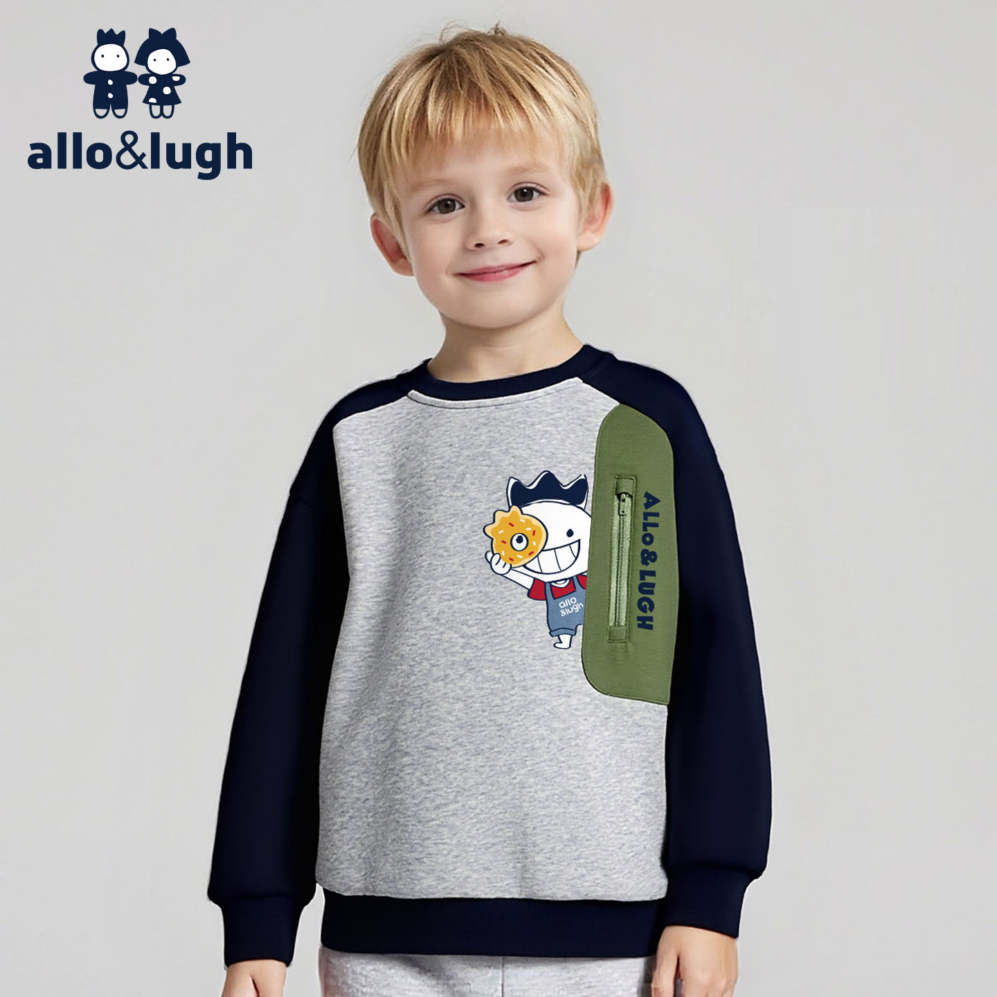 阿路和如童装男童卫衣秋冬款衣服潮流男孩2025年新款大童上衣外套