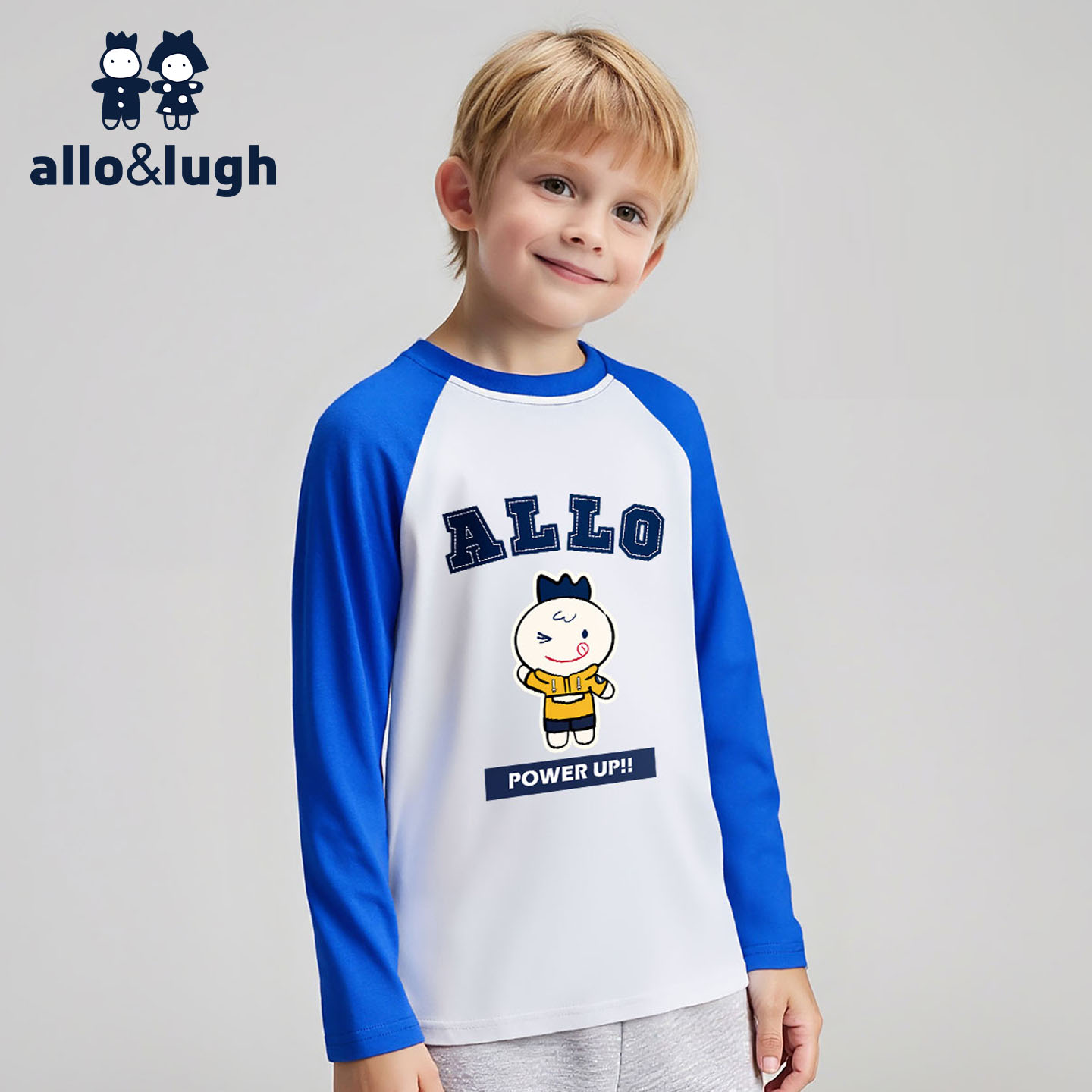 阿路和如男童纯棉长袖t恤春秋季插肩袖上衣2025年新款儿童打底衫