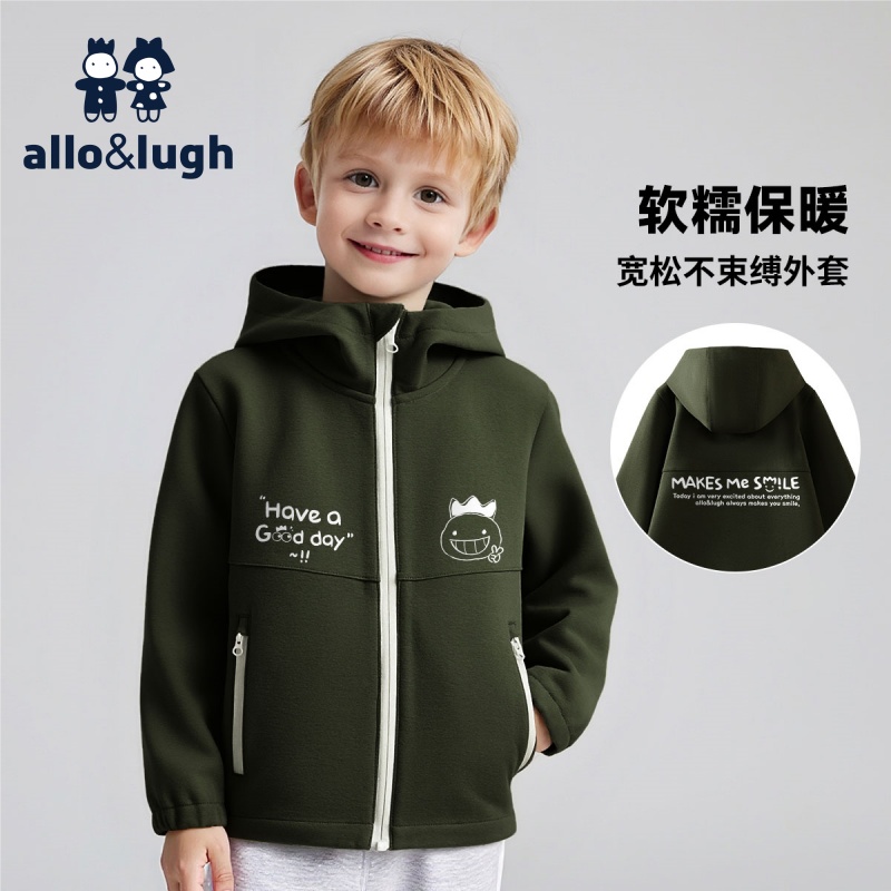 【加绒保暖】阿路和如潮童装2025秋冬户外多场景防风男童上衣外套