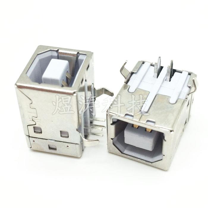 方口 USB插座 USB-B母 D型母座USB接口USB接头打印机座 90度 直拍