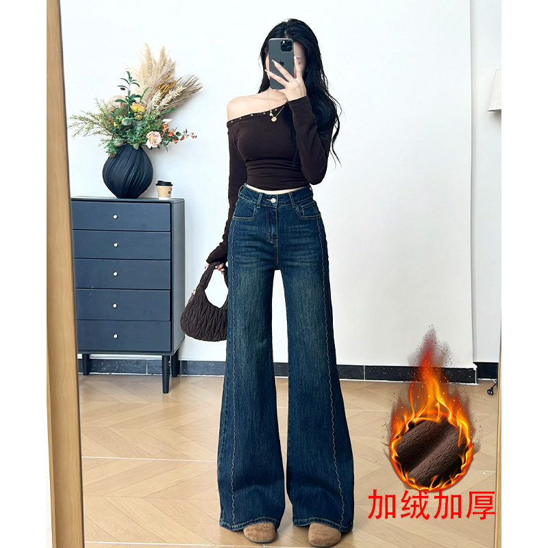 乔栈美式复古不贴腿微喇阔腿牛仔裤女秋季新款小个子刺绣设计喇叭,女装/女士精品,牛仔裤,淘宝优惠券,粉丝福利购,淘宝优惠卷