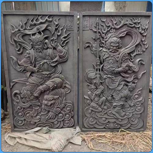 中式庭院门神浮雕装饰农村自建房门神砖雕