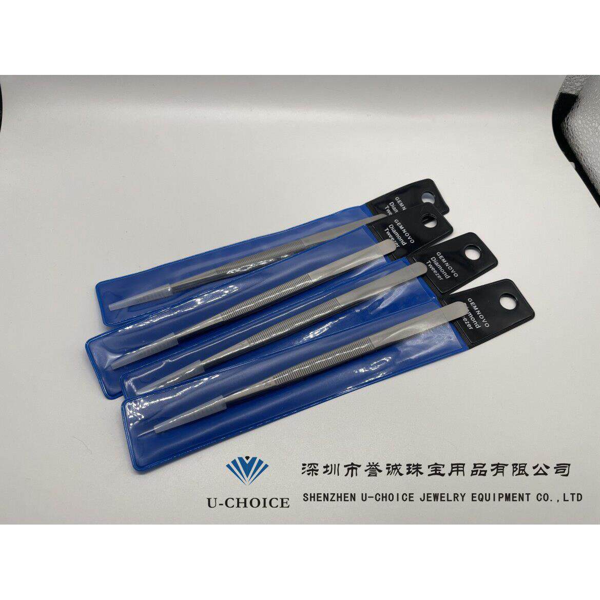 M号带牙防滑钻石镊子珠宝镊子弹性不锈钢 宝石钻石夹子耐用工具