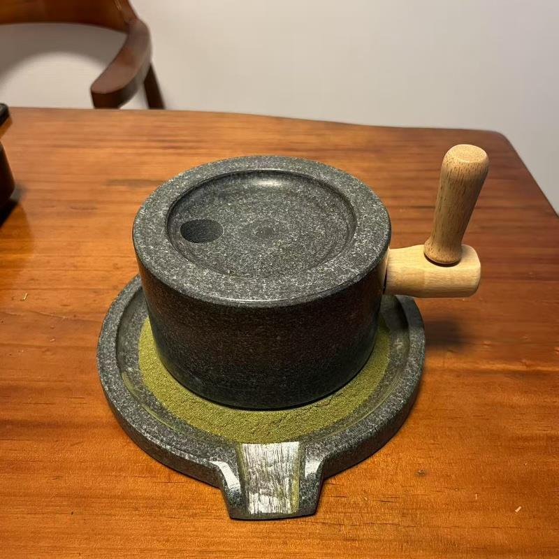 宋代点茶抹茶小石磨幼儿园早教家用手工教学青石小石磨盘茶室摆件