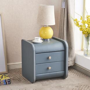 床头柜皮质软包简约现代卧室家用床边柜实木小型简约窄收纳柜免安