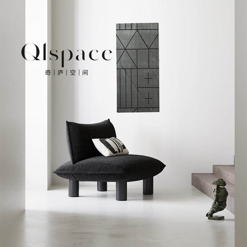 北欧轻奢客厅羊羔绒懒人沙发椅设计师简约黑白实木布艺单人休闲椅,住宅家具,沙发椅,淘宝优惠券,粉丝福利购,淘宝优惠卷